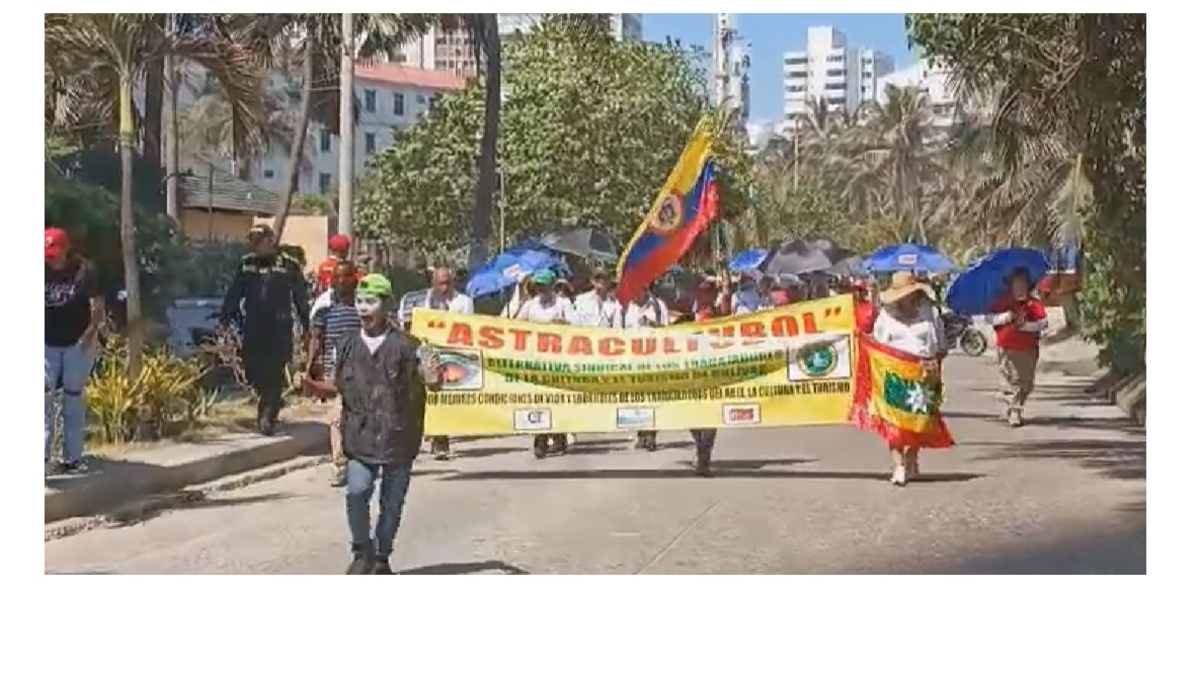 Marchas de los trabajadores en Cartagena avanzan por dos corredores, entre ellos la zona turística de Bocagrande