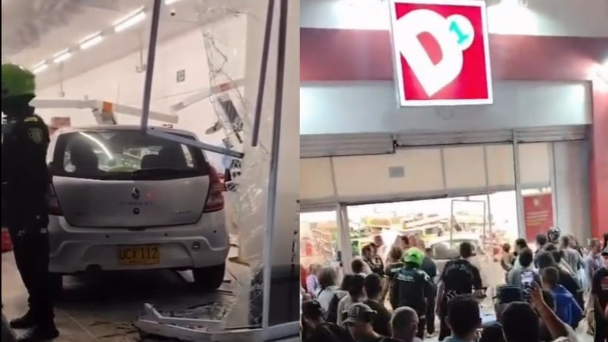 En videos | Carro chocó fuertemente contra reconocido supermercado en Dosquebradas, hay cinco personas heridas que estaban en el establecimiento