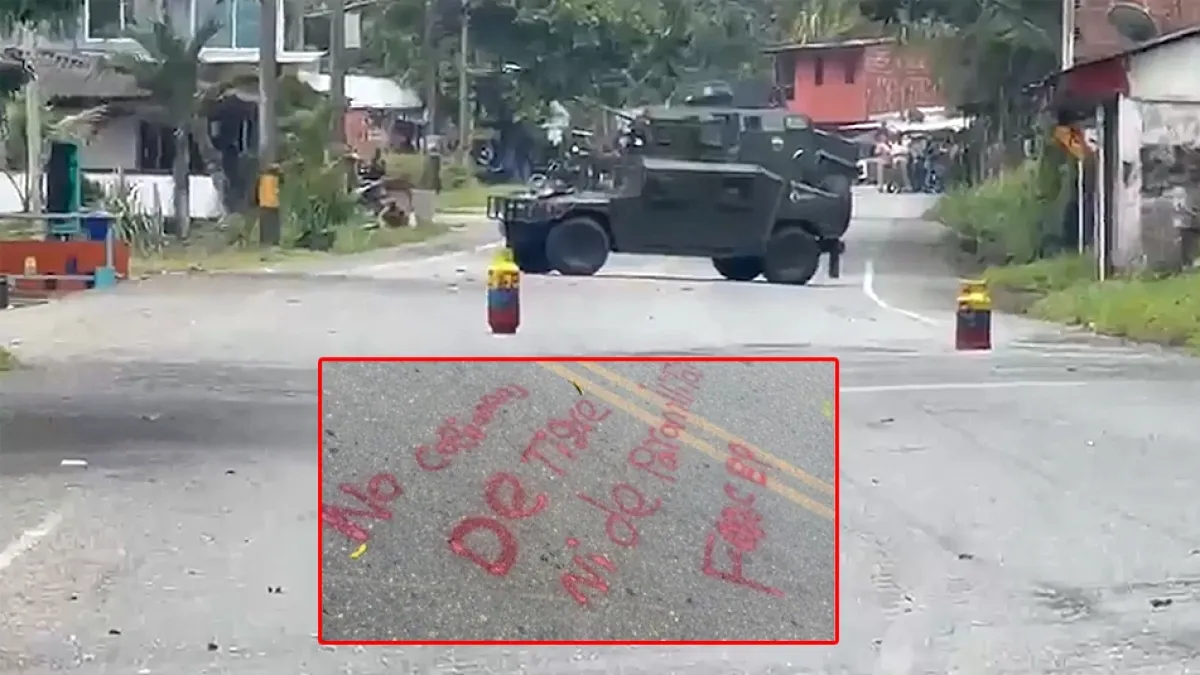 El mensaje de intimidación que pintaron las disidencias Farc contra De la Espriella, presidente electo, tras poner dos cilindros bomba en Antioquia